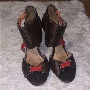 Brown leather heels